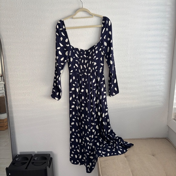 Reformation Sigmund Dress Navy Splatter - Size 4 - Picture 7 of 7